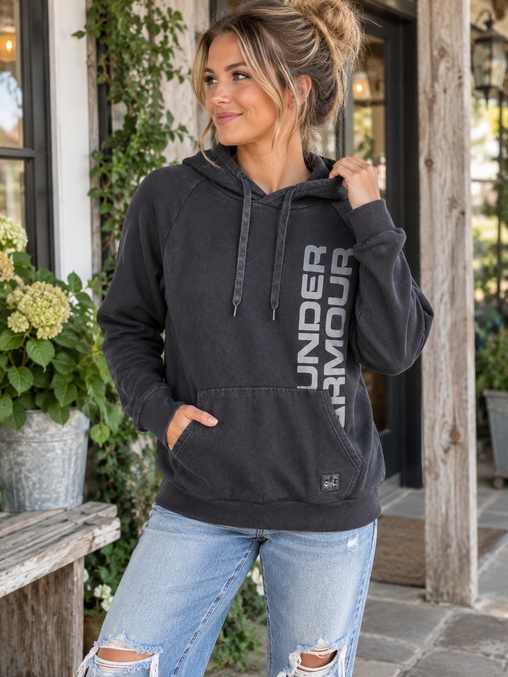 Under Armour Women's Charcoal Logo Hoodie